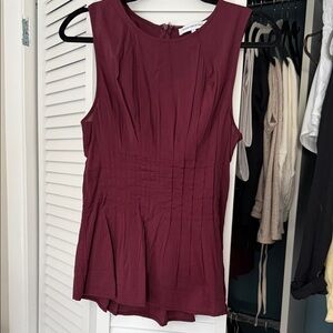 WeWoreWhat Sleeveless Pleated Top in Burgundy